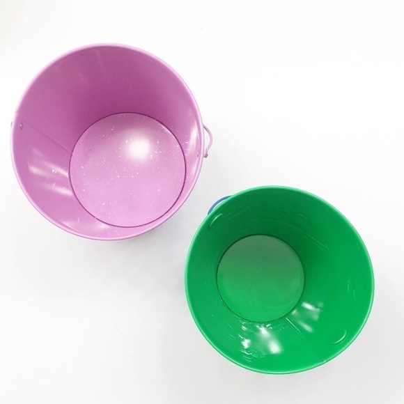 Zebra & frog print metal Easter Baskets boy & girl - set of 2 - Picture 2 of 4